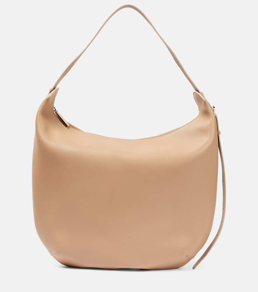 Allie Medium Leather Shoulder Bag In Beige Product Image