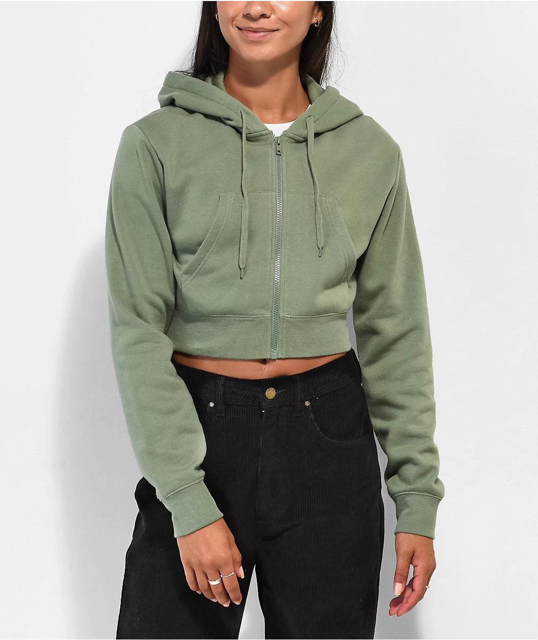 Zine Kya Green Crop Zip Hoodie product image