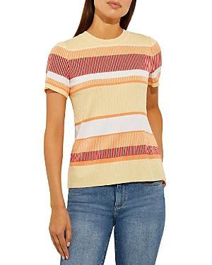 Striped Short-Sleeve Ribbed Tunic Product Image