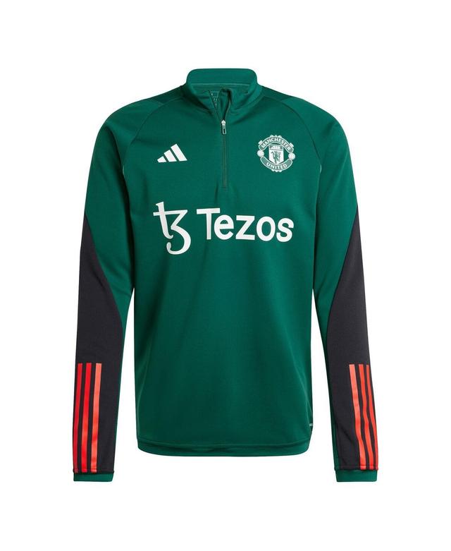 Mens adidas Green Manchester United 2023/24Aeroready Raglan Quarter-Zip Training Top Product Image