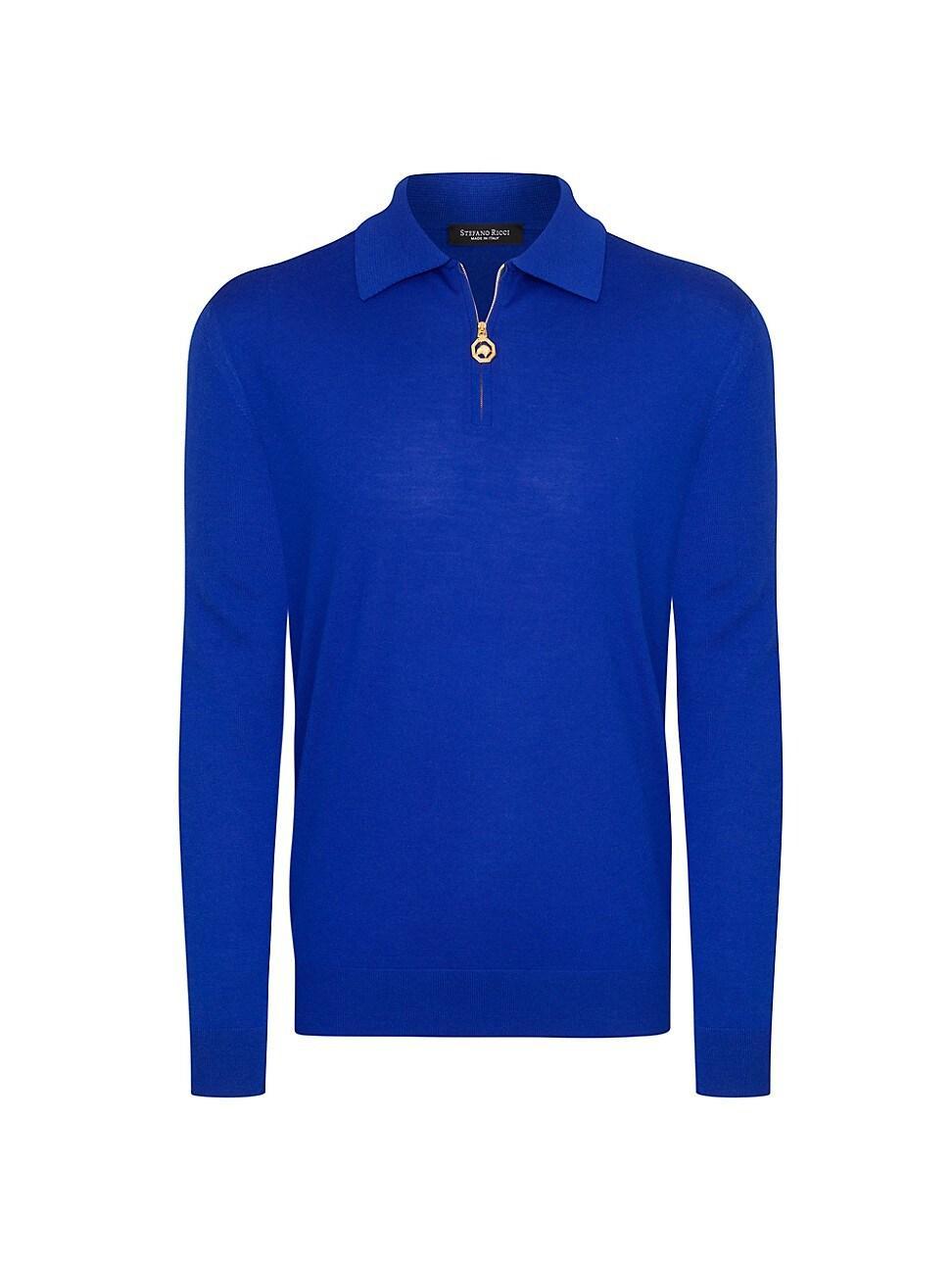 Mens Long Sleeve Zip Polo Shirt Product Image