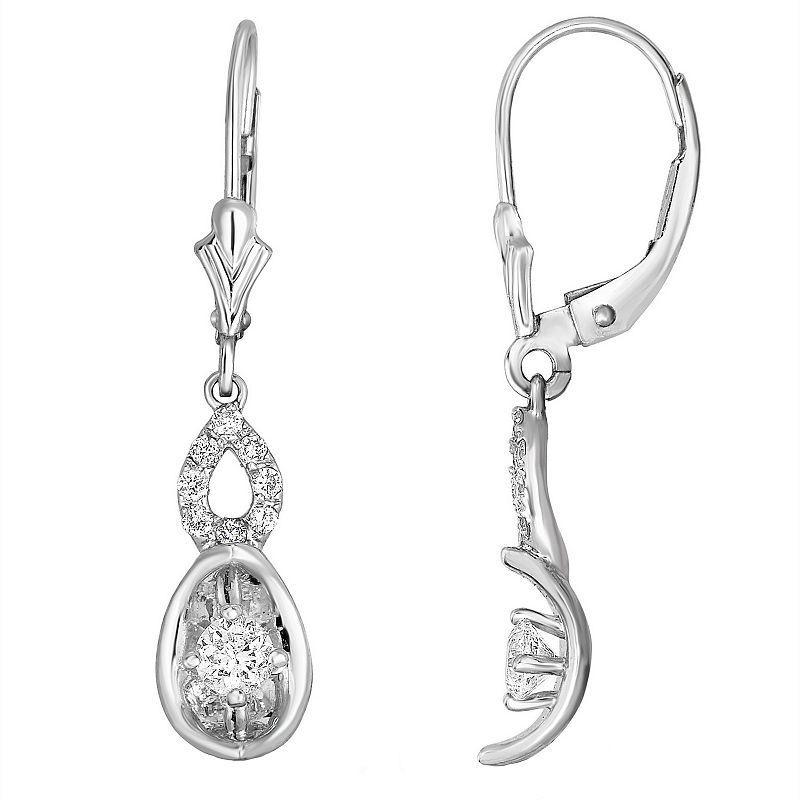 10k White Gold 3/8 Carat T.W. Diamond Drop Earrings, Womens Product Image