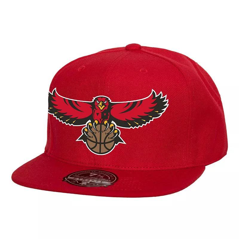 Mens Mitchell & Ness Red Atlanta Hawks Hardwood Classics Mvp Team Ground 2.0 Fitted Hat Product Image