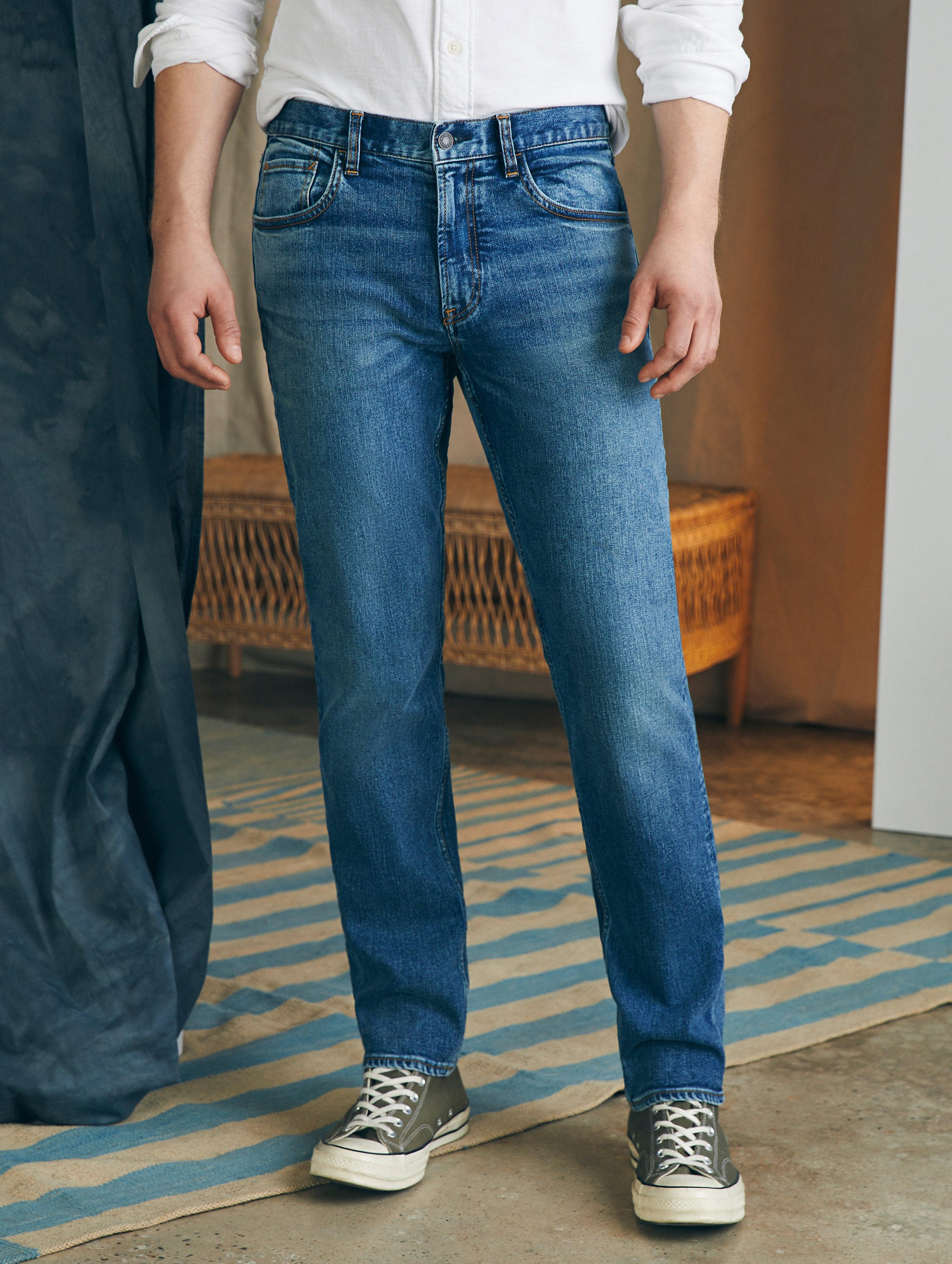 Organic Cotton Slim Straight Denim (34" Inseam) - East Lake Wash Male Product Image