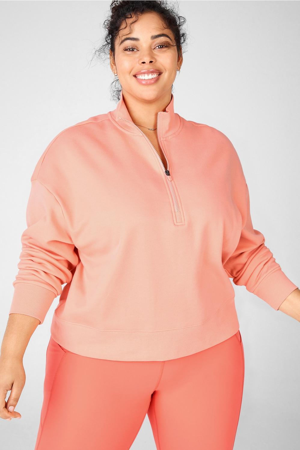 Fabletics Catarina Mock Neck Half Zip Pullover Womens pink plus Size 4X Product Image