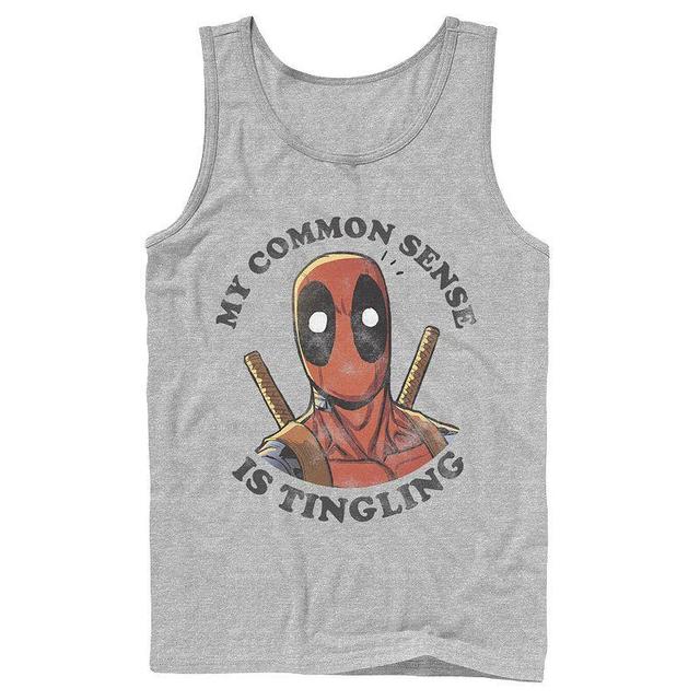 Mens Marvel Deadpool Common Sense is Tingling Tank Top Athletic Grey Product Image