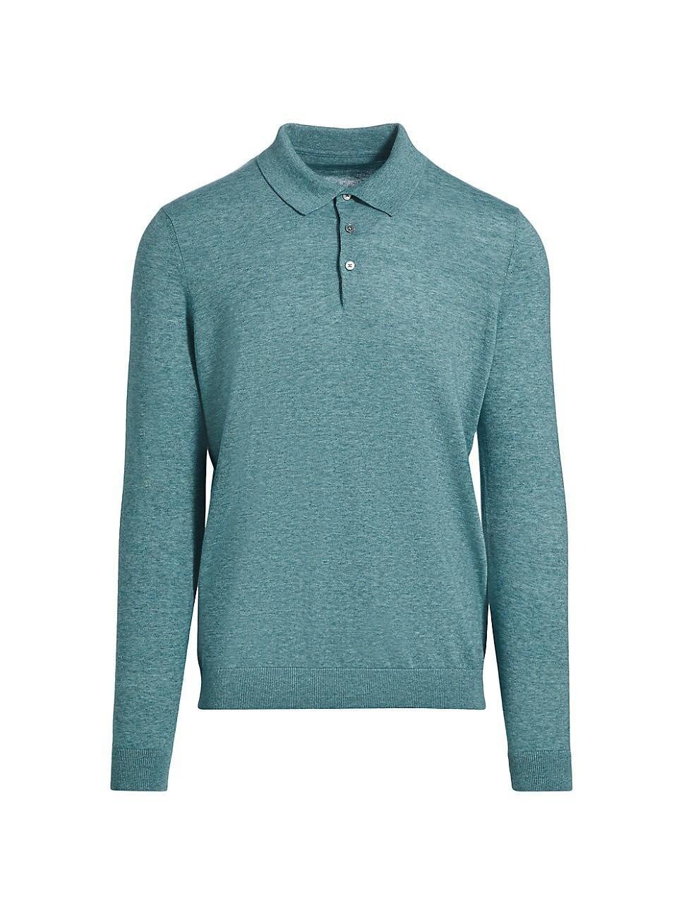 Mens COLLECTION Cotton Long-Sleeve Polo Shirt Product Image