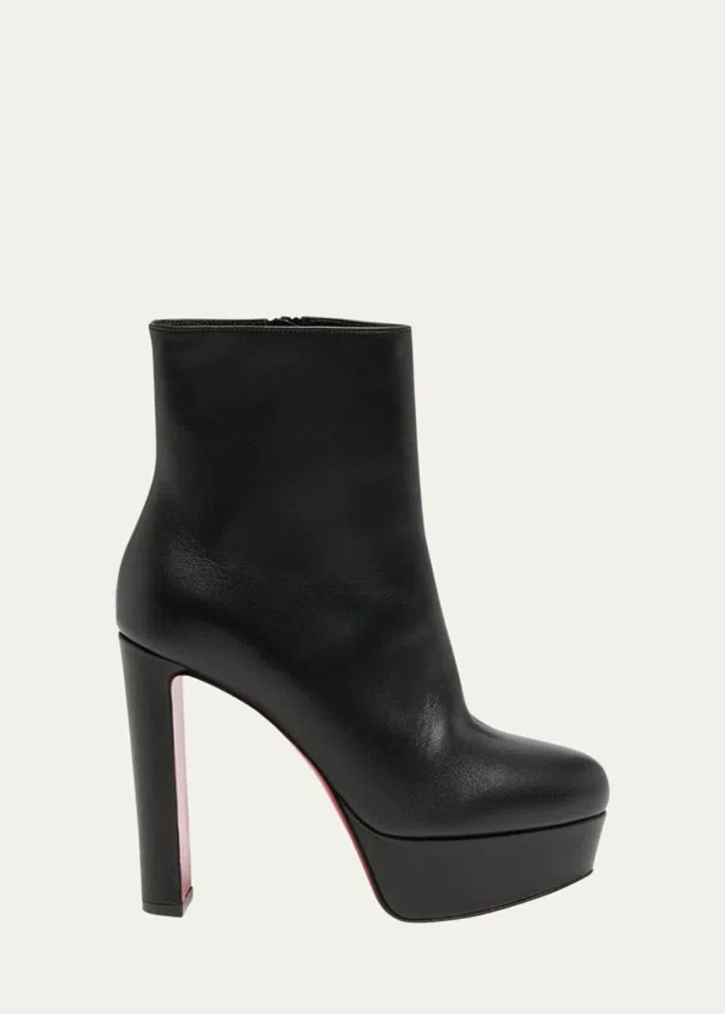 Loo Leather Red Sole Platform Booties In Black Product Image