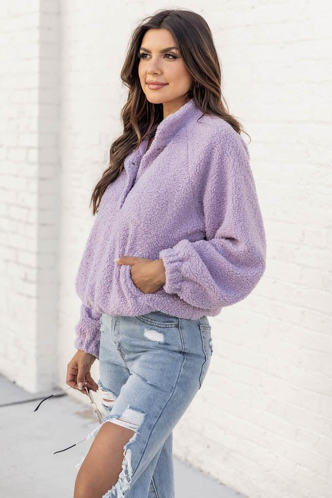 Let My Guard Down Lilac Sherpa Snap Button Pullover FINAL SALE Product Image