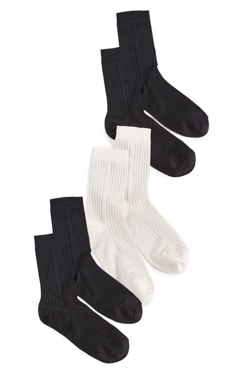 Silky Rib-Knit Crew Socks 3-Pack Product Image