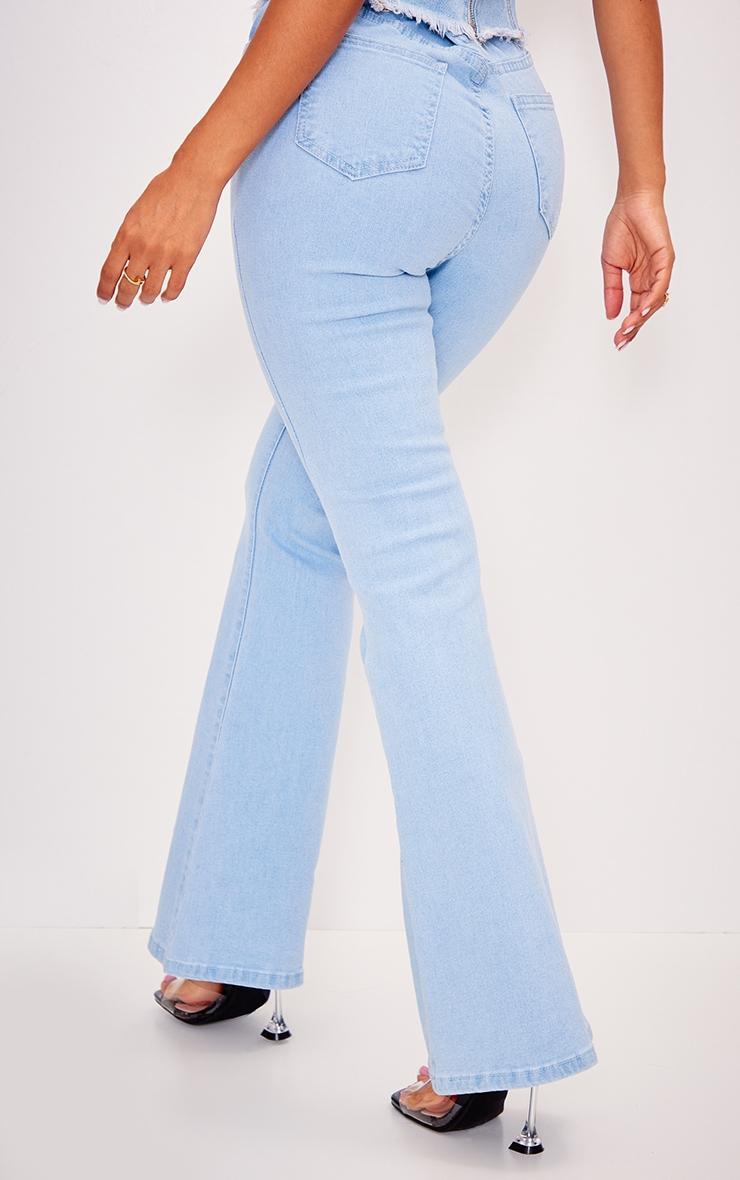 Petite Light Blue Stretch Denim Flare Jeans Product Image