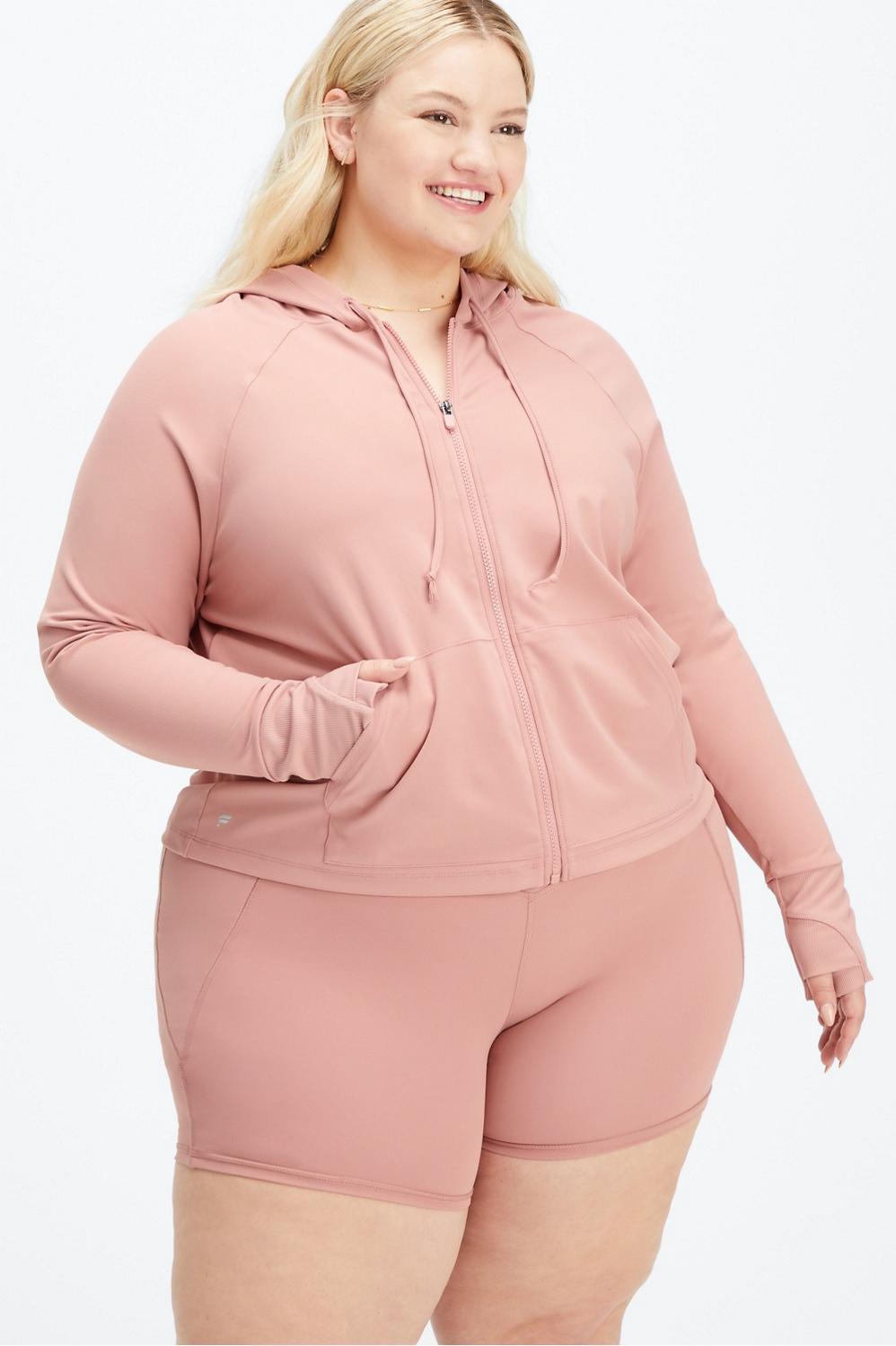 Fabletics Oasis Cropped Hoodie Womens pink plus Size 4X Product Image