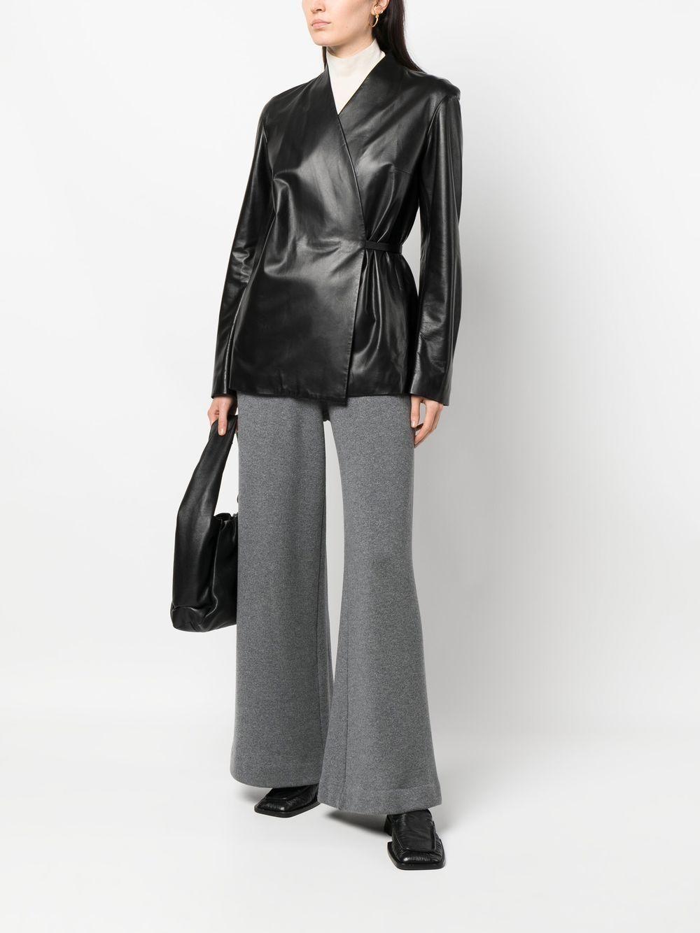 Wide-leg Wool Trousers In Grey Product Image