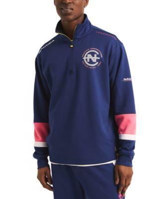 Nautica Mens Competition Relaxed-Fit Half-Zip Long Sleeve Logo Sweatshirt Product Image