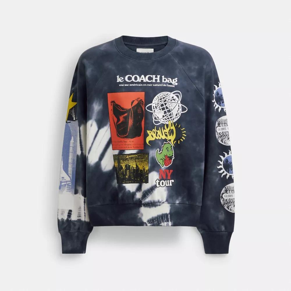 Tie Dye Graphic Crewneck Sweatshirt In Organic Cotton Product Image