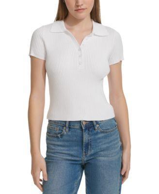 Women's Ribbed Short-Sleeve Polo Shirt product image