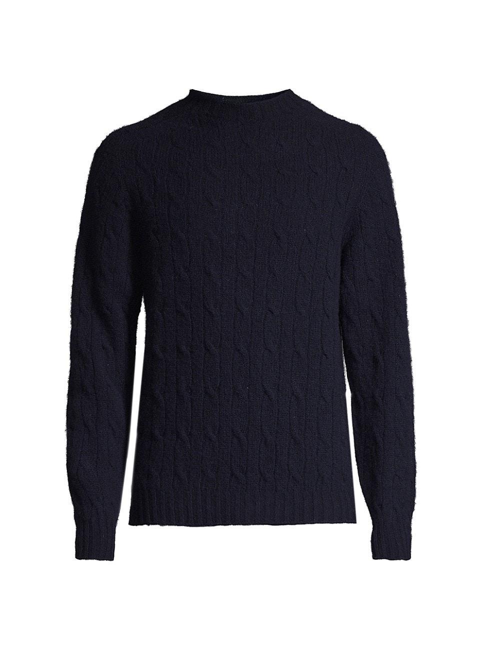 Mens Shetland Wool Cable-Knit Sweater Product Image