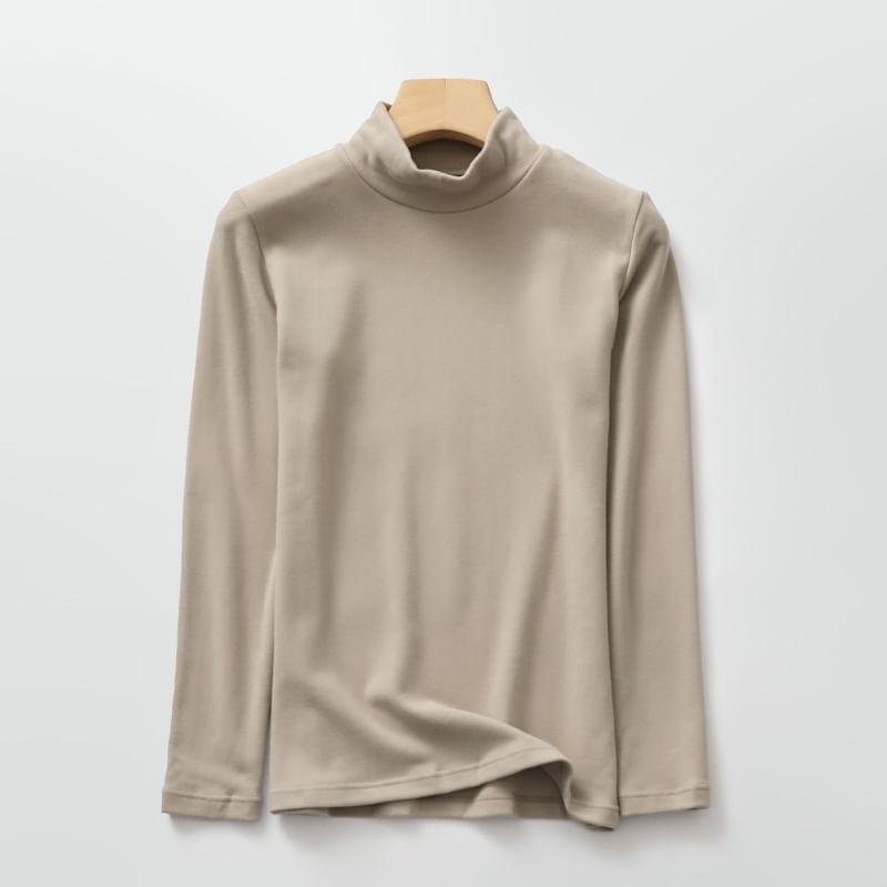 Long Sleeve Mock Neck Plain Top Product Image