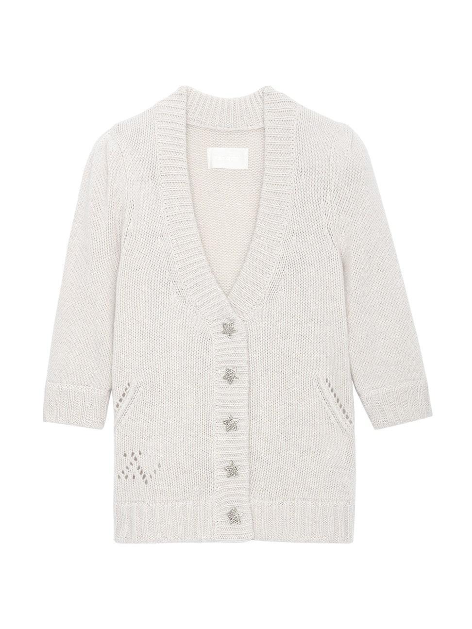 Womens Cashmere Star-Button Cardigan Product Image