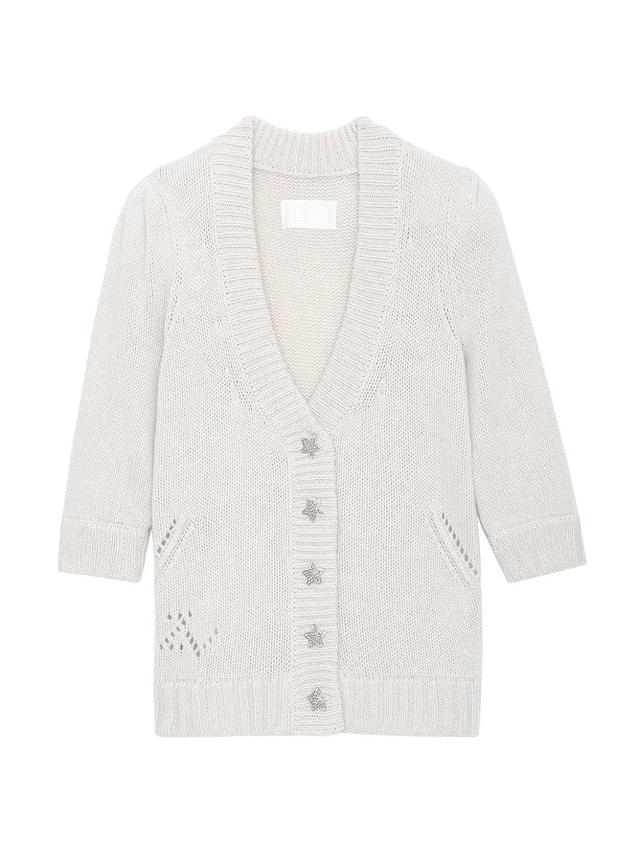 Zadig & Voltaire Betsy Rhinestone Star Button Wool & Cashmere Cardigan Product Image