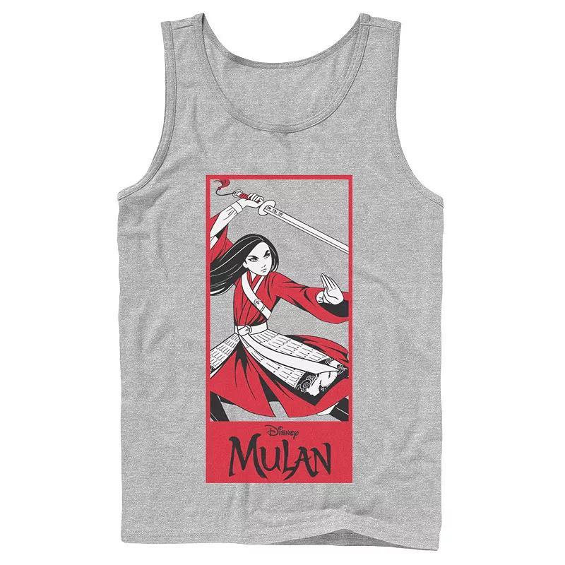 Mens Disney Mulan Live Action Mulan Action Pose Panel Tank Top Athletic Grey Product Image