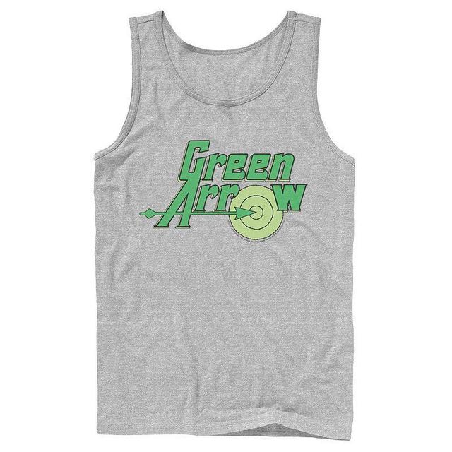 Mens DC Comics The Green Arrow Vintage Text Poster Tank Top Grey Product Image