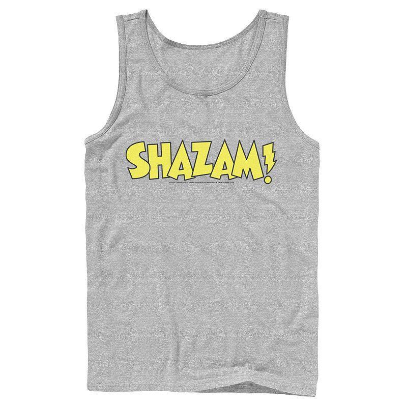 Mens DC Comics Shazam Bold Text Logo Tank Top Grey Product Image