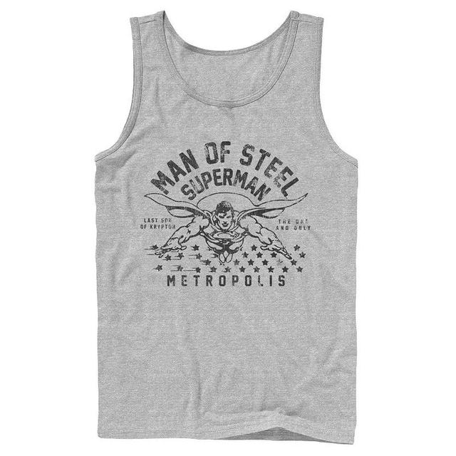 Mens DC Comics Superman Man Of Steel Line Art Portrait Tank Top Athletic Grey Product Image