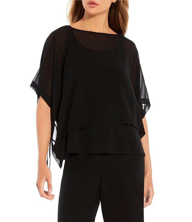 Eileen Fisher Sheer Silk Georgette Short Sleeve Boxy Poncho Product Image