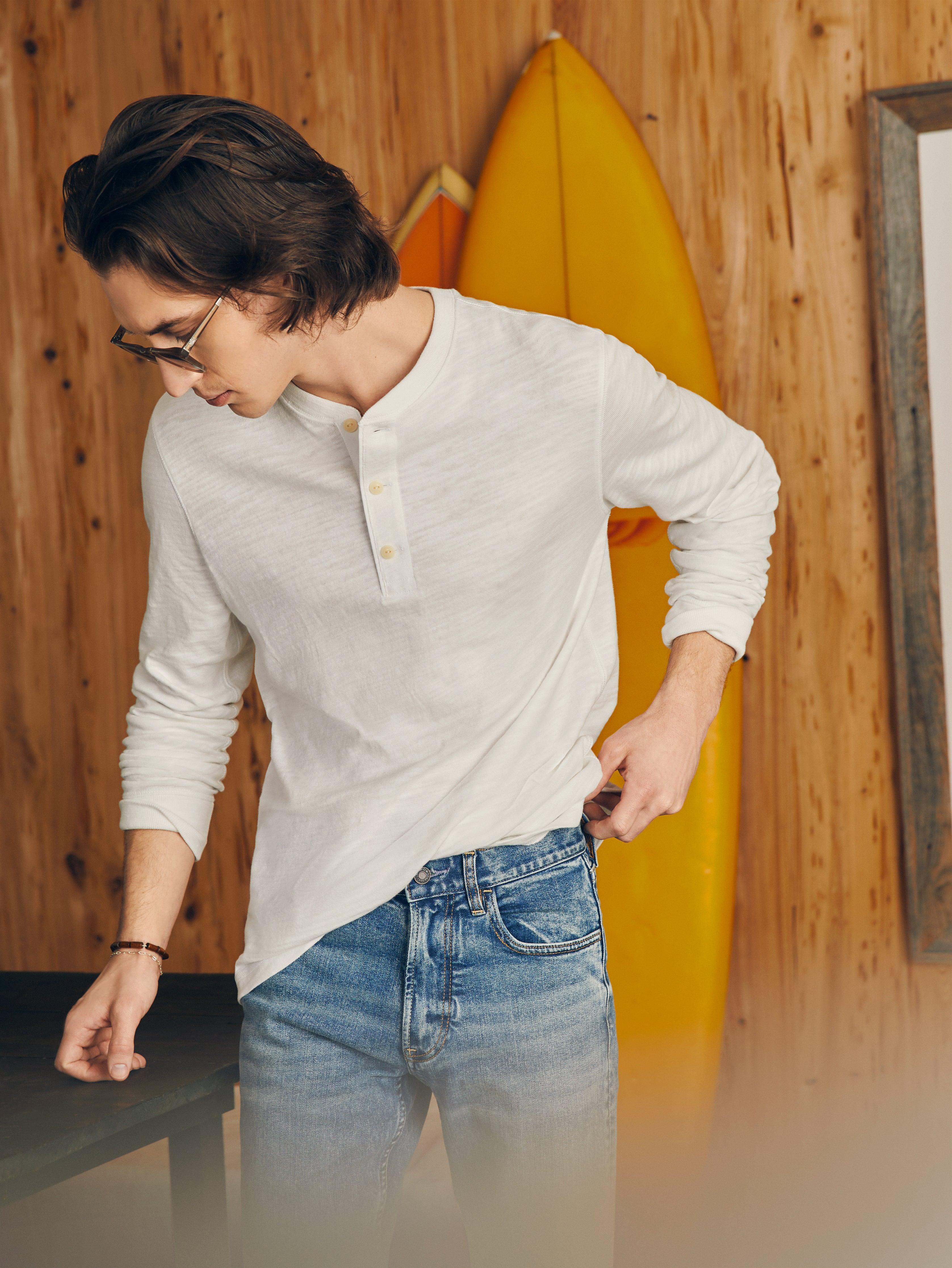 Sunwashed Slub Henley - White Product Image