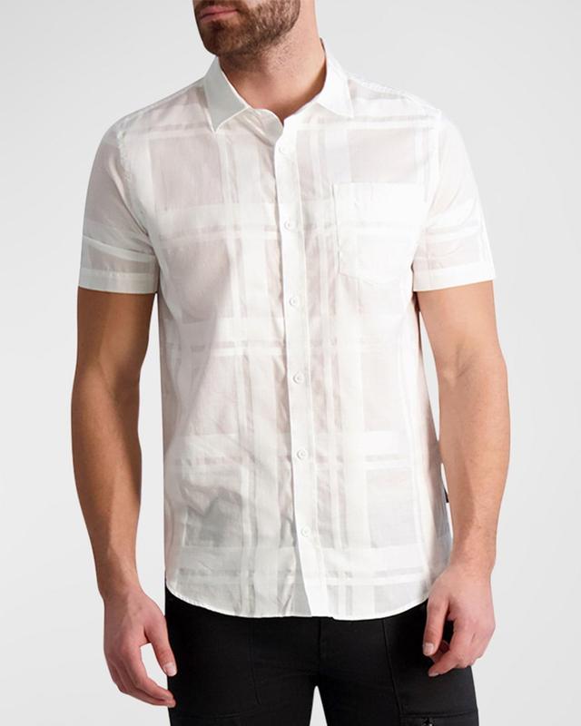 Karl Lagerfeld Paris Plaid Short Sleeve Button-Up Shirt Product Image