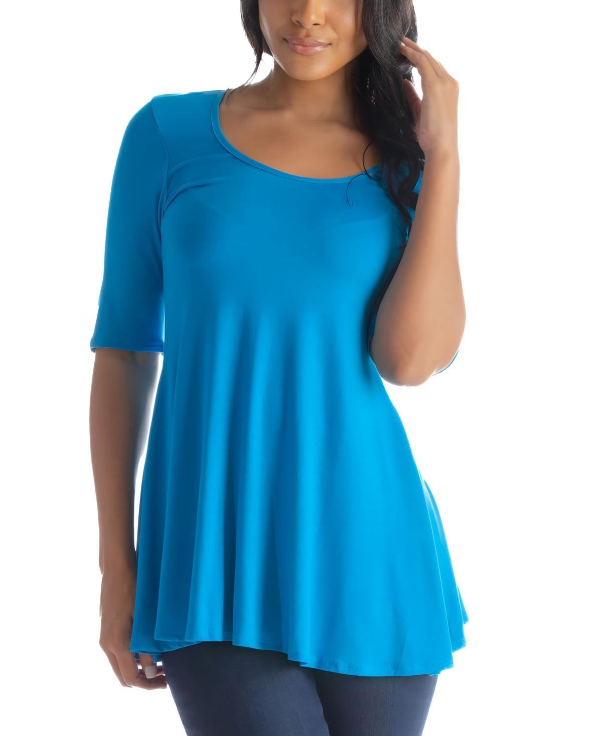 24seven Comfort Apparel Womens Elbow Sleeve Swing Tunic Top Product Image