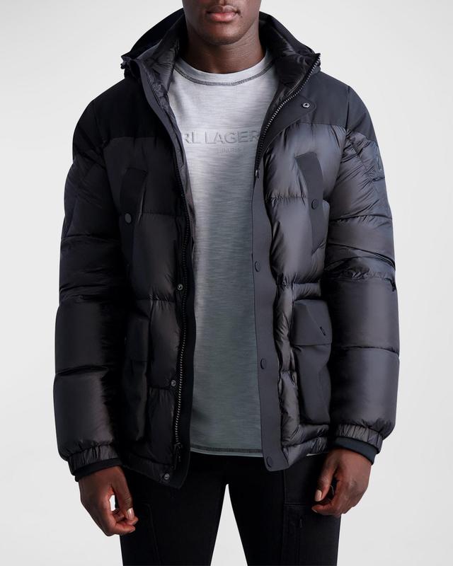 Karl Lagerfeld Paris Tonal Colorblocked Puffer Jacket Product Image