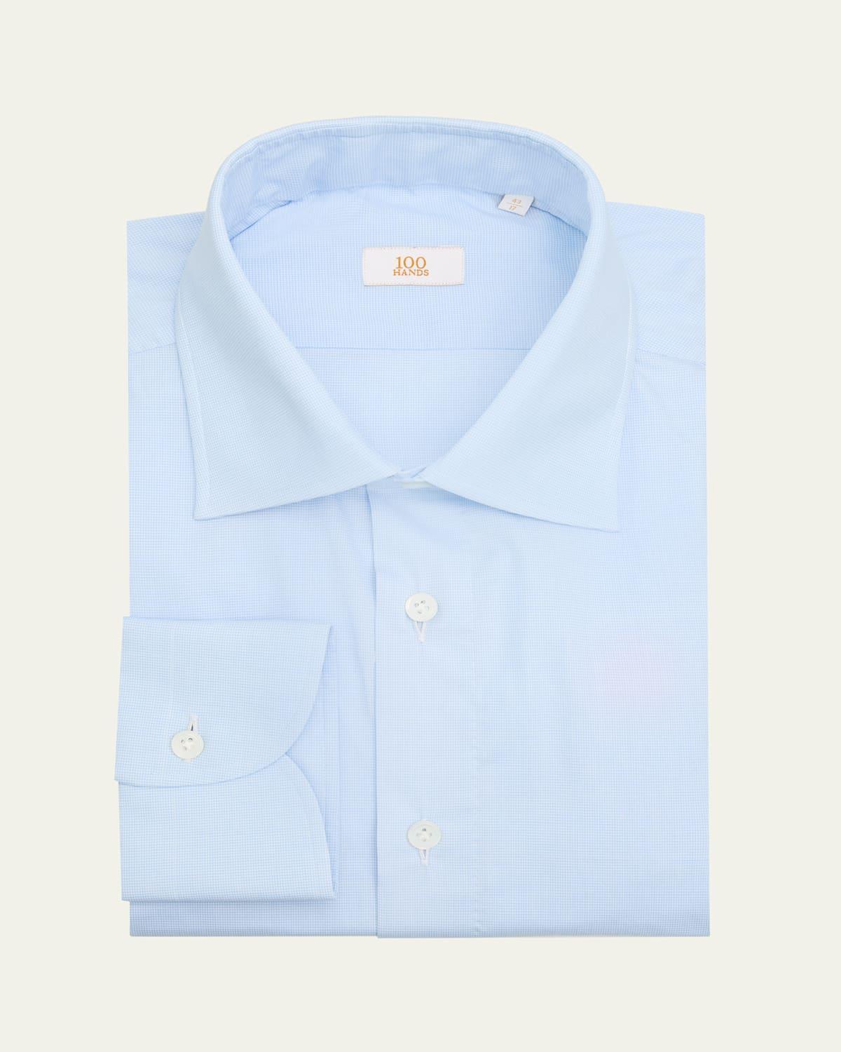 Mens Cotton Micro-Check Dress Shirt Product Image