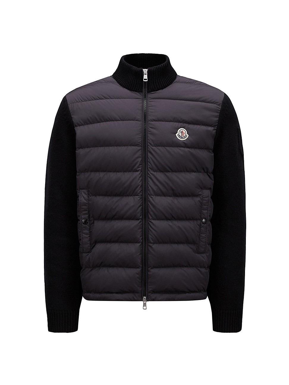 Moncler Quilted Down Mixed Media Cardigan Product Image