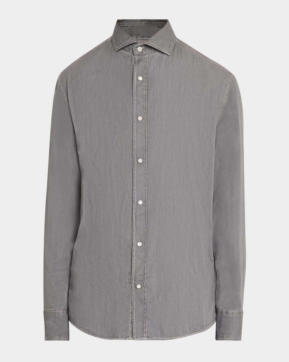 Mens Denim Snap-Front Sport Shirt Product Image