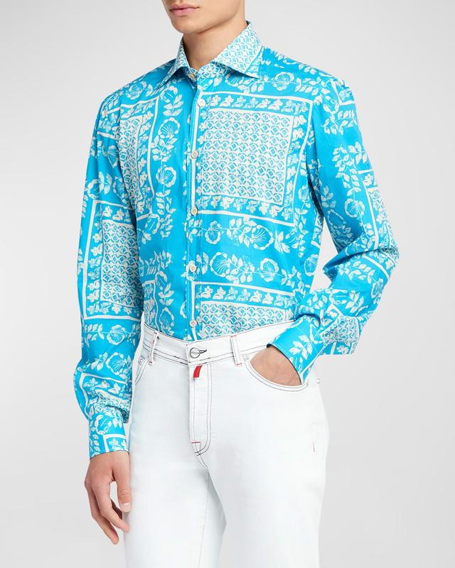 Men's Cotton Floral-Print Sport Shirt Product Image