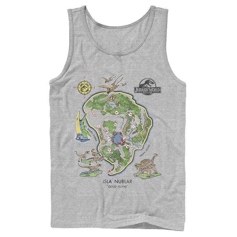 Mens Jurassic World Isla Nublar Map Tank Top Athletic Grey Product Image