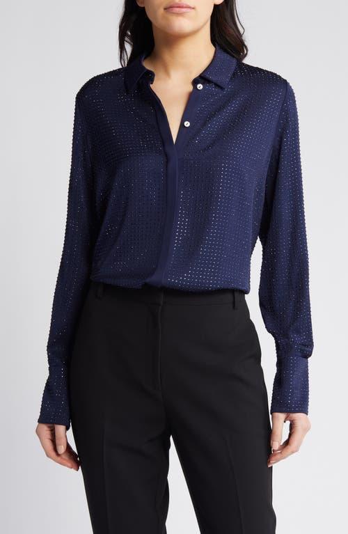 Renana Rhinestone Button-Down Blouse Product Image