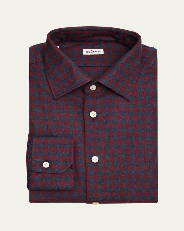 Mens Check Flannel Casual Button-Down Shirt Product Image