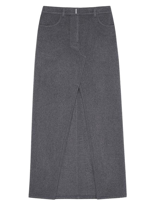 Womens Skirt in Wool and Cashmere with Slit Product Image