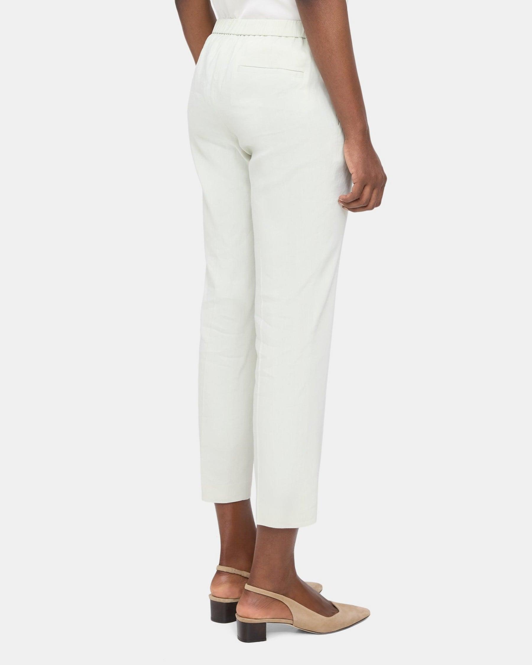 Slim Cropped Pull-On Pant in Linen-Blend Product Image