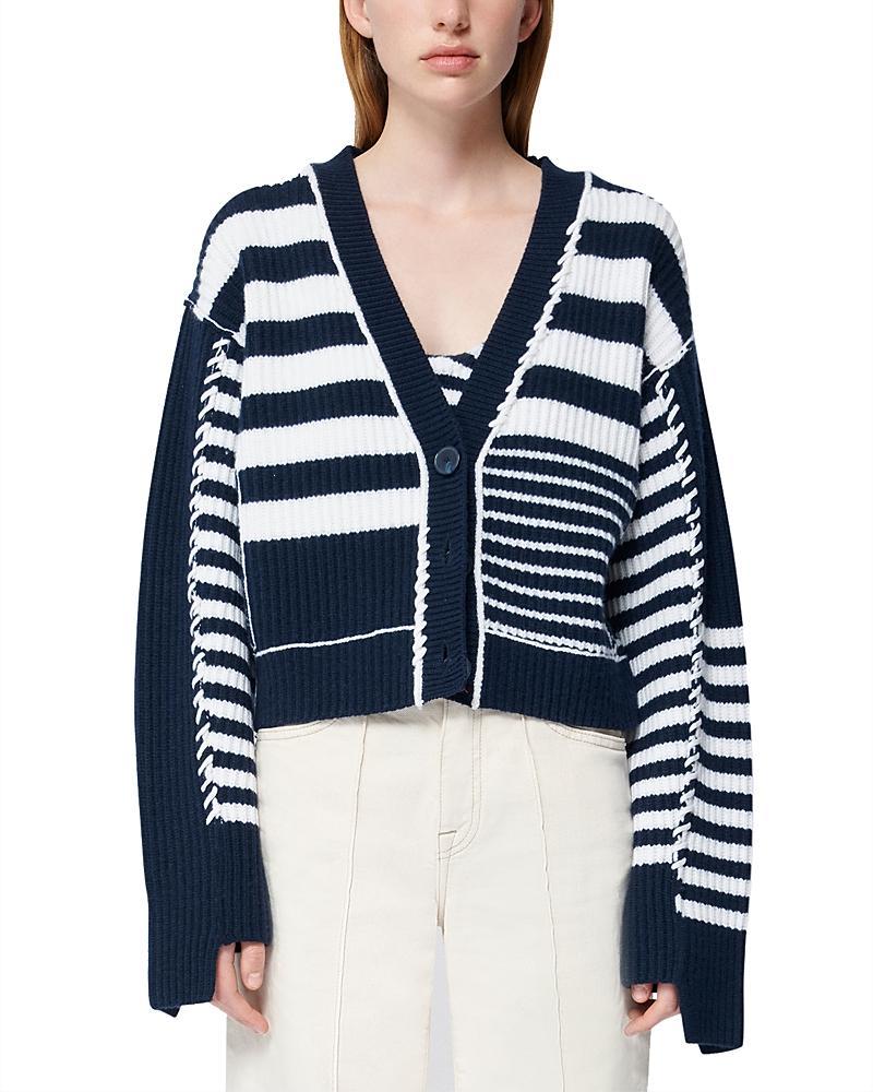 Adara Wool and Cashmere Stripe Cardigan Product Image