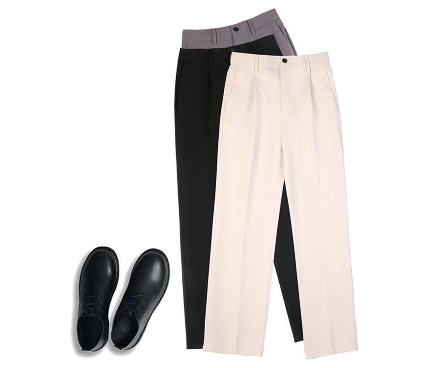 High Waist Plain Tapered Dress Pants Product Image