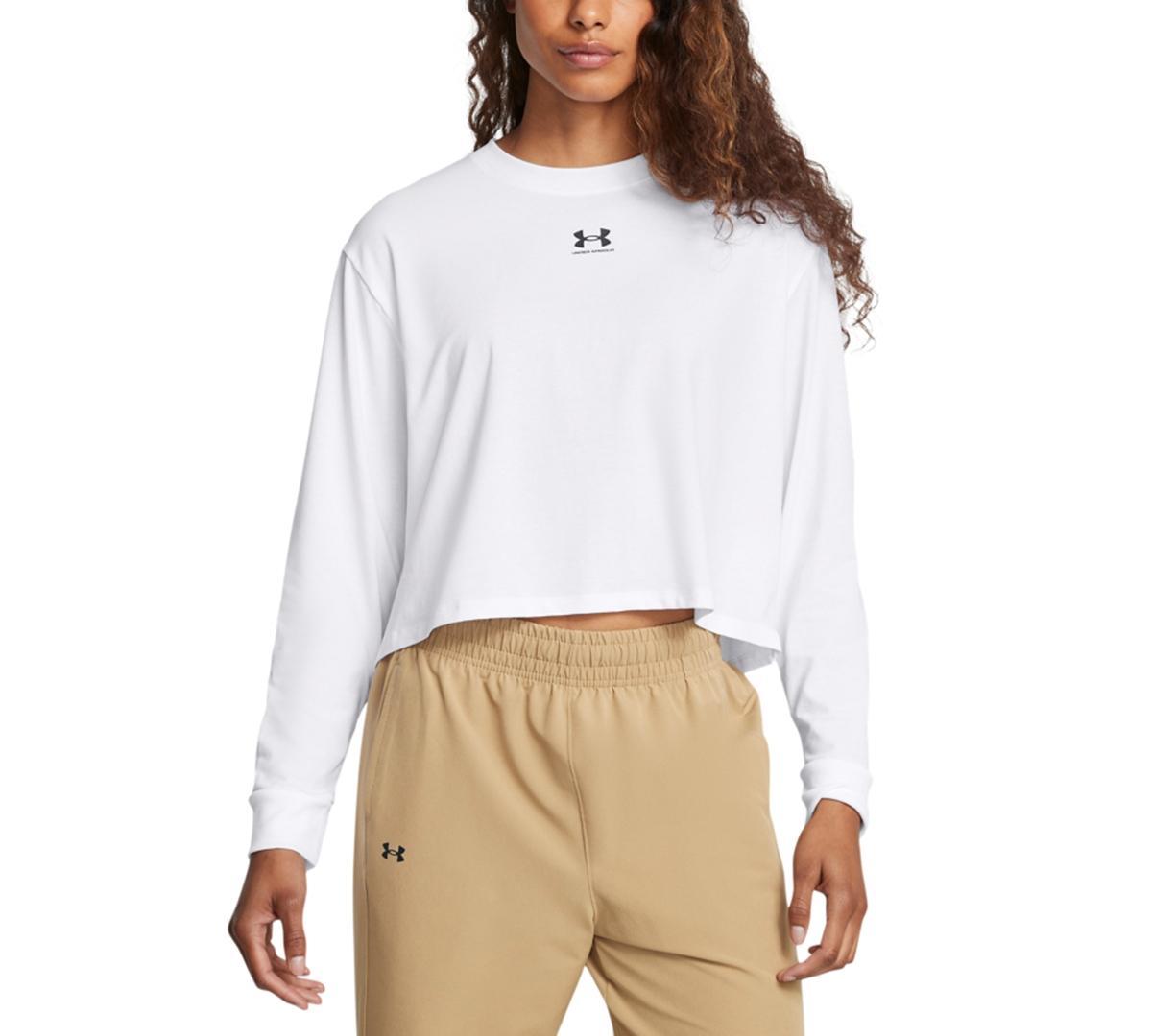 Under Armour Womens Active Campus Boxy Cropped Long-Sleeve T-Shirt Product Image