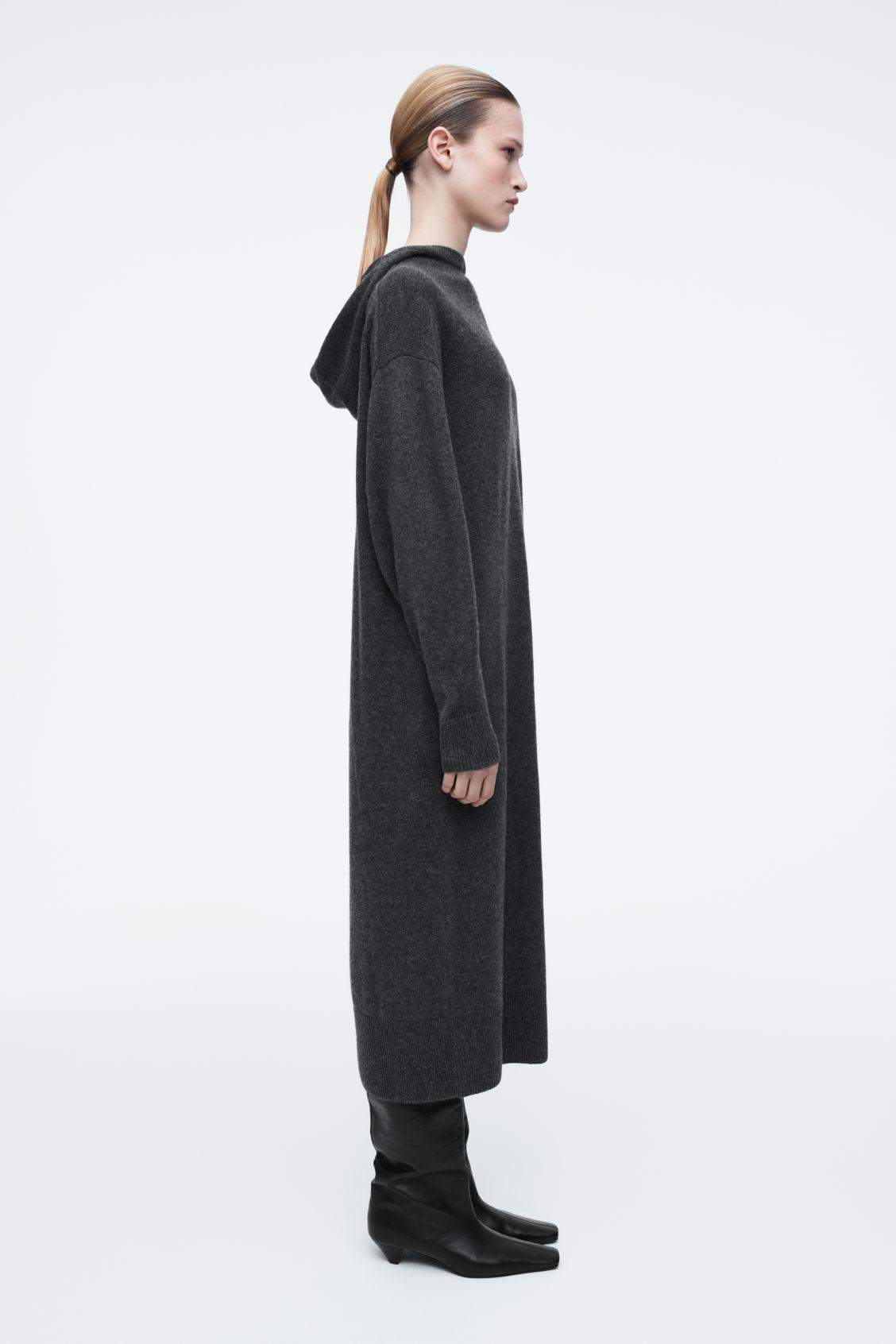 HOODED MERINO WOOL MAXI DRESS Product Image