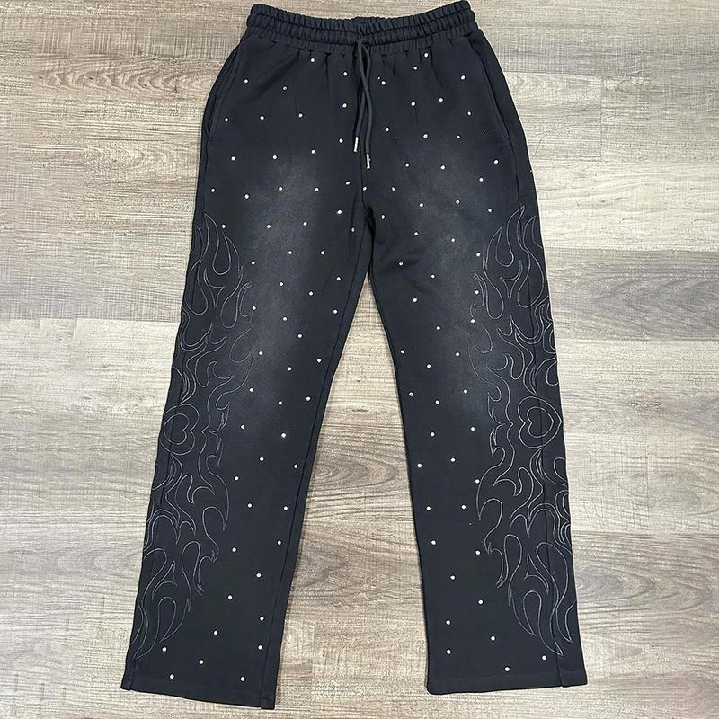 Vintage Polka Dots Fire Painted Flared Sweatpants Product Image