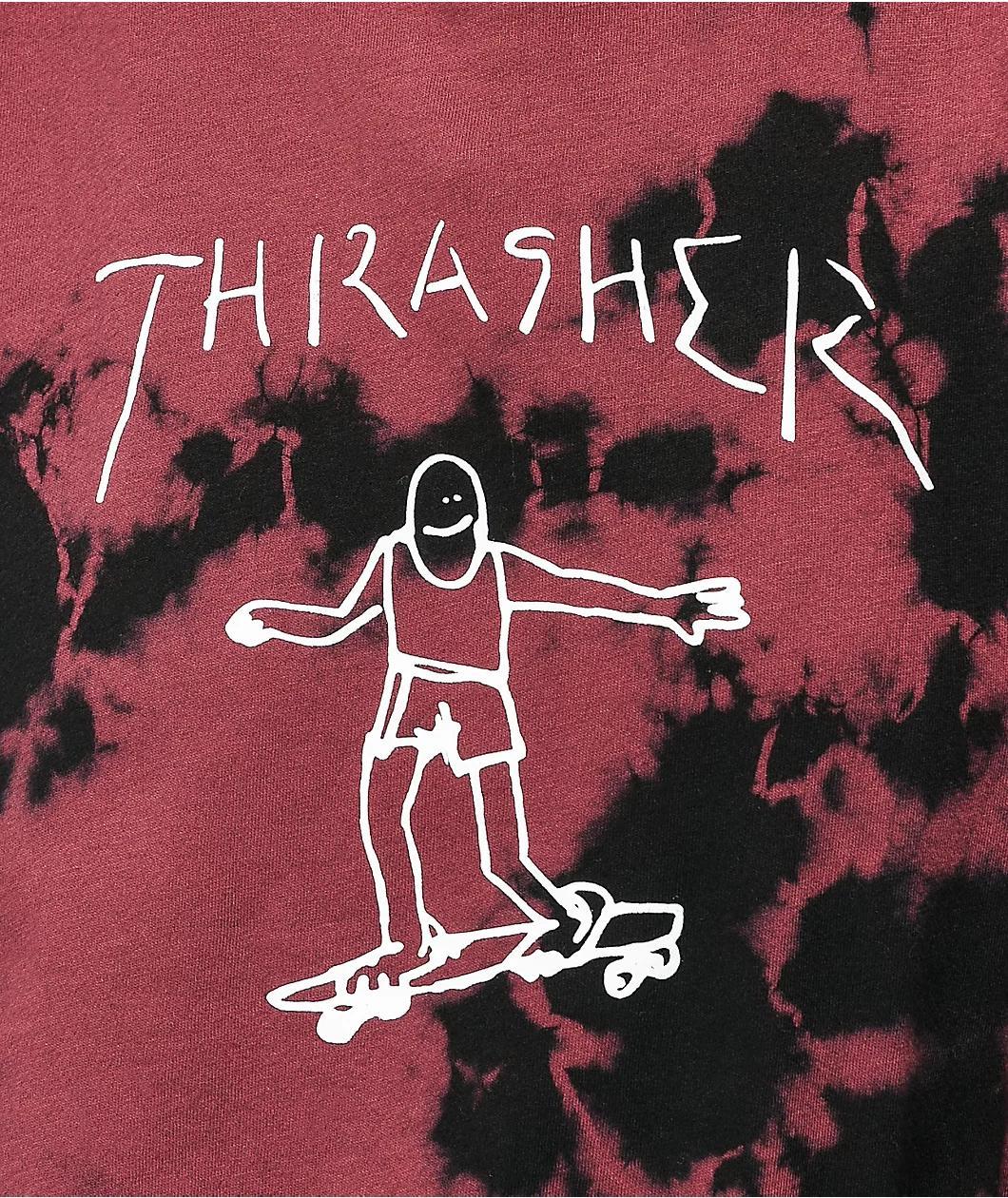 Thrasher Gonz Burgundy & Black Tie Dye T-Shirt Product Image