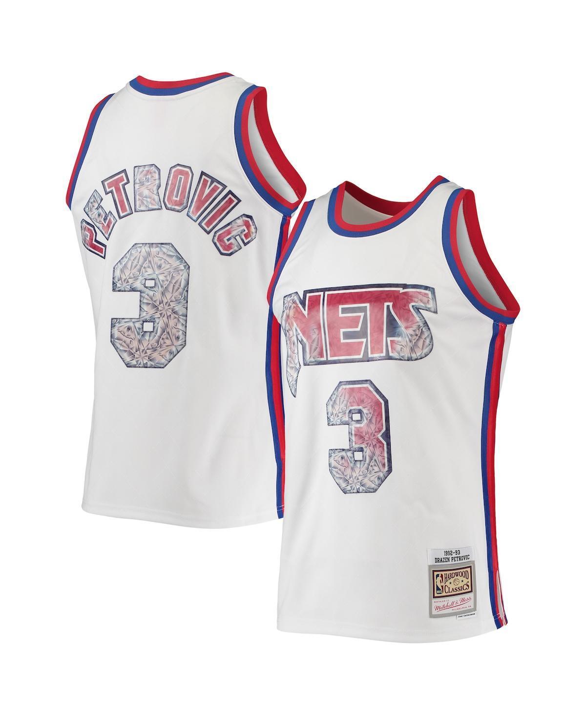 Mens Mitchell & Ness Drazen Petrovic White New Jersey Nets 1996-97 Hardwood Classics Nba 75th Anniversary Diamond Swingman Jersey - White Product Image