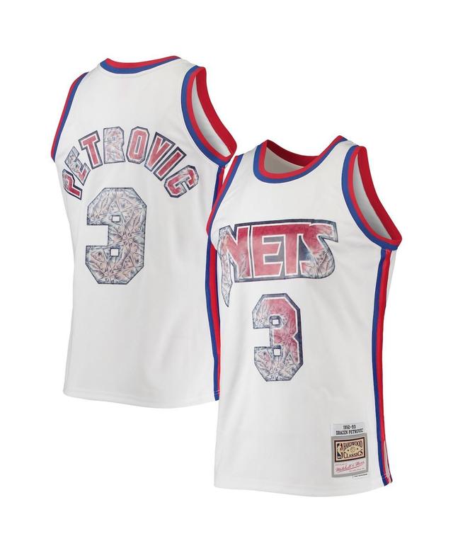 Mens Mitchell & Ness Drazen Petrovic White New Jersey Nets 1996-97 Hardwood Classics Nba 75th Anniversary Diamond Swingman Jersey - White Product Image